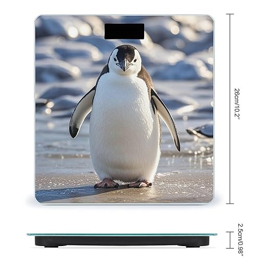 Cute Penguin Bathroom Scale for Body Weight with High Precision Large LCD Backlight Display Digital Weighing Scale with BMI Capacity Up to 180kg
