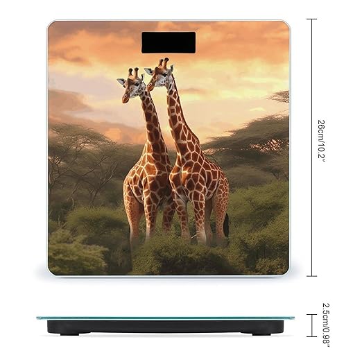Couple Giraffe Digital Bathroom Scale for Body Weight Weighing Scale with Backlit LCD Display High Precision Measurements &amp Measures Weight Up to 180kg