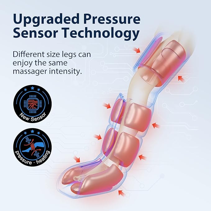 CINCOM Leg Massager with Heat and Compression Air Compression Boots for Leg Calf &amp Foot Recovery Edema Relief