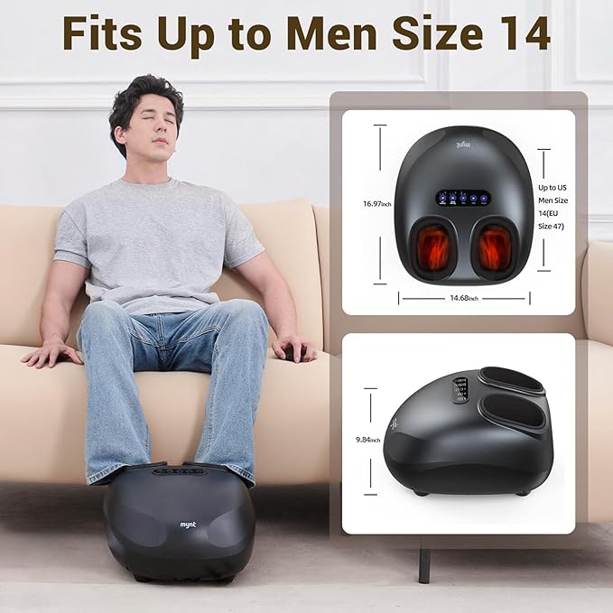Mynt Shiatsu Foot Massager with Heat FSA Eligible HSA Approved Electric Foot Massage Machine for Plantar Fasciitis Neuropathy Deep Kneading with Control Gifts for Mom Dad Fits Up to 14