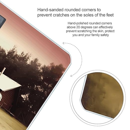 Old Tractor Photo FarmScale for Body Weight with LCD High Precision Weighing Scales Fashion Sturdy Tempered Glass Weight Scales Easy-to-Read Digital Bathroom Scale for Daily 400lb