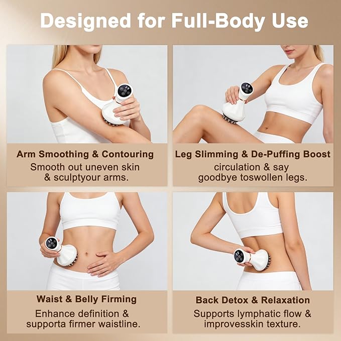 Lymphatic Drainage Massager Lymphatic Massager Helps Reduce Stretch Marks &amp Cellulite for Legs Arms &amp Belly Body Sculpting Machine with Microcurrent Light Heat &amp Vibration White