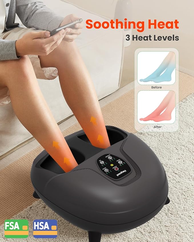 2026 Upgrade FSA Eligible HSA Foot Massager Shiatsu Foot Massager Machine with Heat and Compression for Plantar Fasciitis Neuropathy Remote Control Gifts Size 14