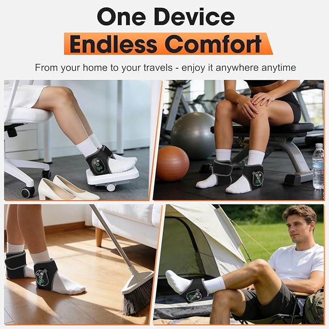 2PCS Cordless Ankle Heating Pads Foot and Ankle Massager with Heat Rechargeable Heated Foot Brace Wrap 3 Vibration and 4 Heating Modes
