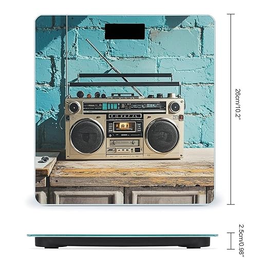 Vintage Wall of Radio Boombox Scale for Body Weight Smart Scales Digital Bathroom Scale High Precision Weighing Scales with Large Display Weighing Machine for People