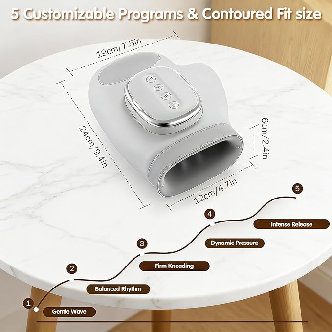 Hand Massagers 3 Heat Settings &amp 5 Compression Levels Smart Hand Massager 2000mAh Cordless with Soothing Warmth for Hand &amp Wrist Discomfort - Hand Massager with Heat and Compression