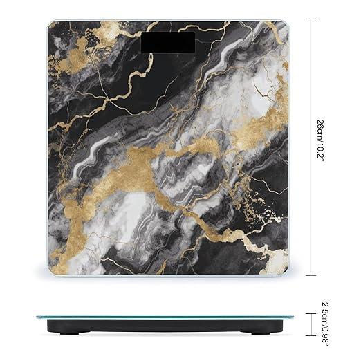 Digital Bathroom Scale for Body Weight Scale with Bright LCD Display High Accuracy Step-On Technology Auto On/Off Black White Gold Foil Marble Digital Scales 400 Lbs /180kg