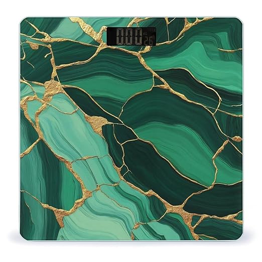 Men's Fashion Automatic Switch Digital Bathroom Weighing Scale Smart Scale Emerald Green Marbled Gold Glitters Green Marble