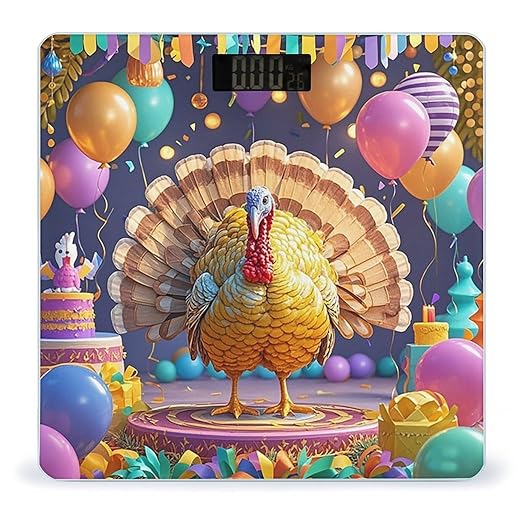 Turkey Party Bathroom Scale for Body Weight Bathroom Weighing Scales with Back Lit LED Display Sturdy Tempered Glass Body Weight Bathroom Scale 400lb Weighing