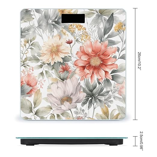 Pastel Floral Pattern Scale for Body Weight Smart Scales Digital Bathroom Scale High Precision Weighing Scales with Large Display Weighing Machine for People
