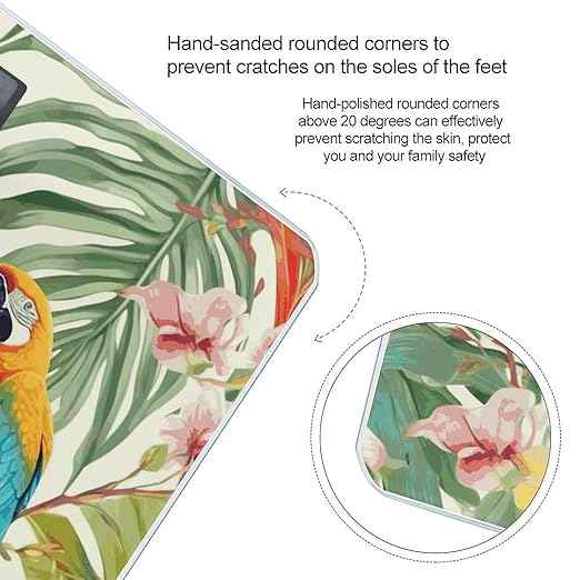 Tropical Plants and Parrots Bathroom Scale Weight Scale for Body WeightHighly Accurate Digital Weighing Machine Clear LED Display Digital Bathroom Body Scale 400lb/182kg