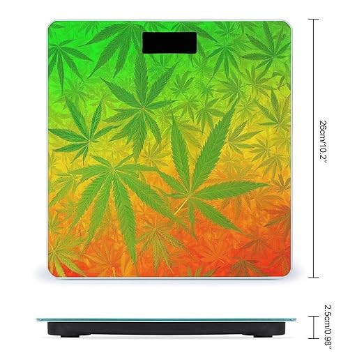 Smart Scale for Body Weight Digital Bathroom Weighing Scale Energy Saving Scale Rasta Flag Leaves Weedleaf Pattern