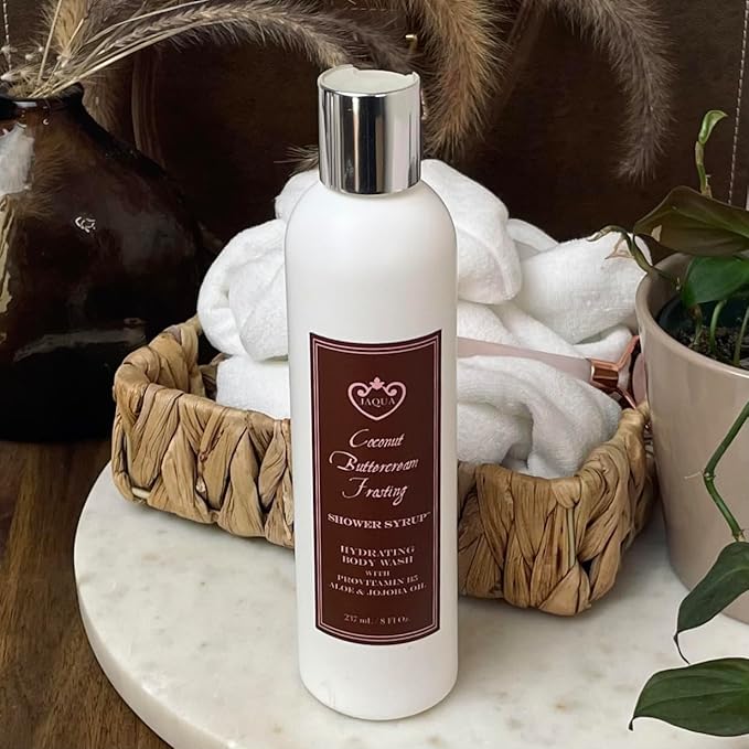 Jaqua Shower Syrup Vegan Hydrating Body Wash with Jojoba and Rosehip Oil - Coconut Buttercream Frosting