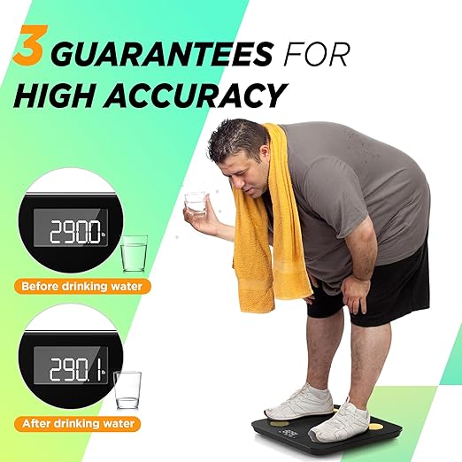 Scale for Body Weight and Fat Percentage RunStar Digital Accurate Bathroom Smart Scale with Large Display FSA&ampHSA Eligible 13 Body Composition Analyzer Sync App Black Gold