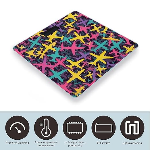 Energy Saving Scale Bathroom Weighing Scale Smart Scale for Body Weight Digital Airplanes Camo Pattern