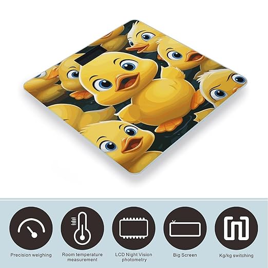 Cute Duck Animal Weight Scale Digital Electronic Scales Bathroom Scale Larg LCD Backlight Display High Precisio MeasurementsTempered Glass