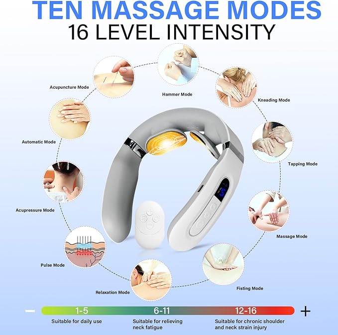 Richie House Neck Massager with Heat Neck Massager for Pain Relief Deep TissueElectric Portable Neck Massager with Heat for Women Men