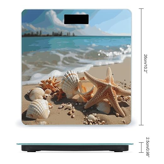 Seashells Starfish on Beach Scale for Body Weight Sturdy Tempered Glass Weighing Scales with LCD Display Accurate Digital Bathroom Scale Convenient Body Fat Smart Scales 400lb