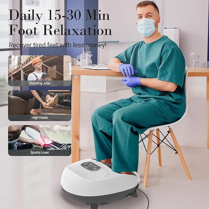 Foot Massager for Plantar Fasciitis Upgraded Full Feet Shiatsu Massage with Heat Remote Control Multi-Level Settings Foot Massager for Neuropathy for Women Men(White)