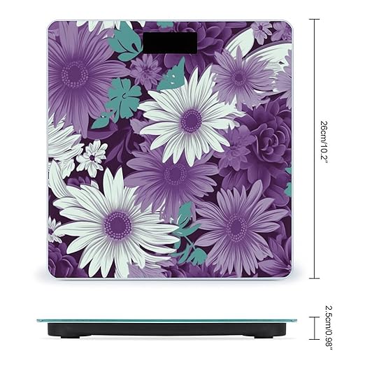 Purple White Floral Scale for Body Weight Smart Scales Digital Bathroom Scale High Precision Weighing Scales with Large Display Weighing Machine for People