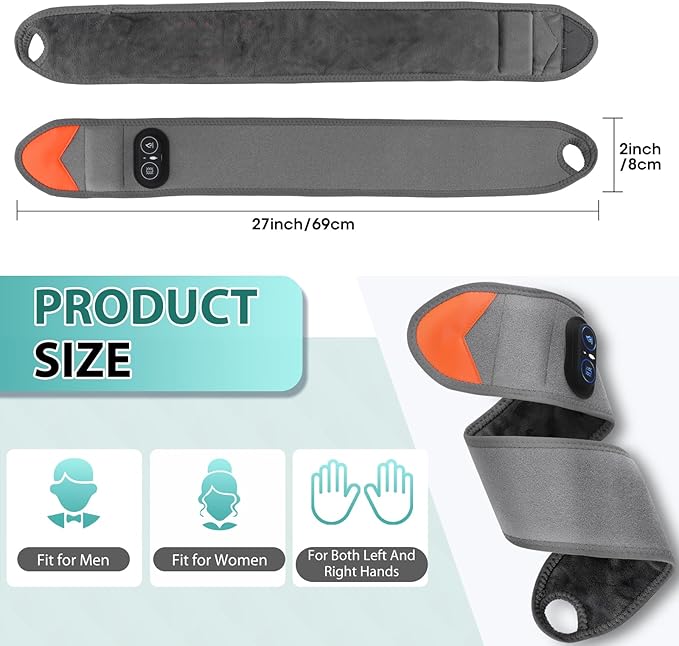 Wrist Heating Pad with Massage Cordless Wrist Hand Heating Pad for Pain Relief Red Light Heated Wrist Wrap with 3000mAh Battery Vibration and Adjustable Heat Settings - Left Right Hand