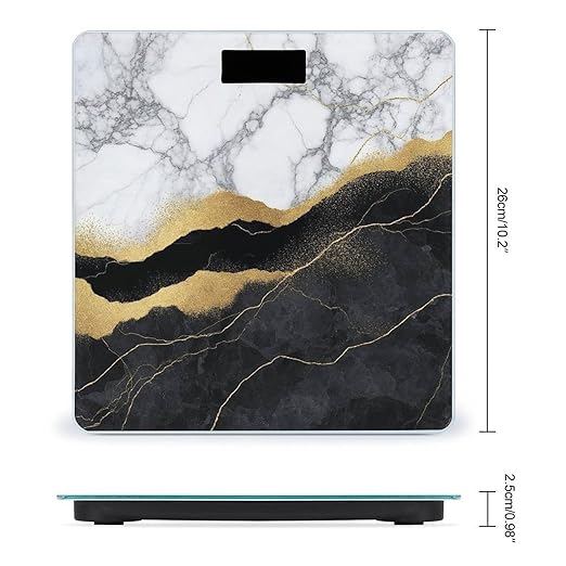 Smart Scale for Body Weight Digital Bathroom Weighing Scale Energy Saving Scale Gold Black and White Marble