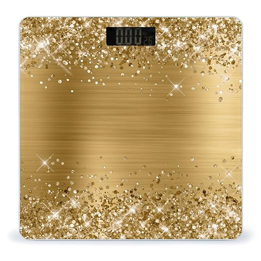 Digital Scales for Body Weight Highly Accurate 400 LB Capacity Auto On and Off Scale Glittery Gold Foil
