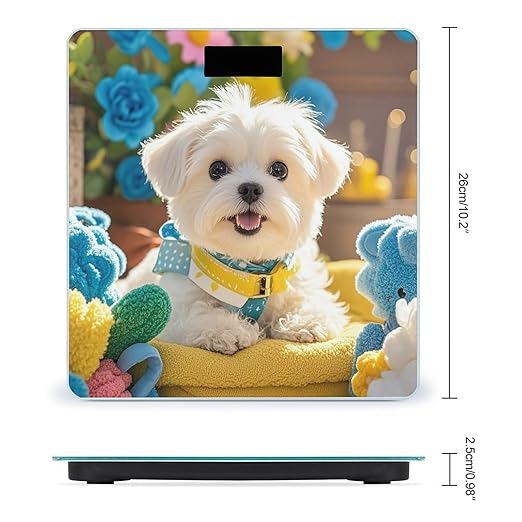 Cute Maltese Puppy Scale for Body Weight Accurate Digital Bathroom Scale Toughened Glass High Precision Scales Smart Weight Scales with Large LCD Backlight Display Weighing Machine