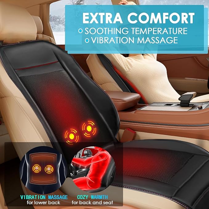 3 in 1 Massage Cushion with Winter Cooling Seat Covers Chair Massager for Full Body 12V Car Seat Covers (WinterSummerMassage-2)