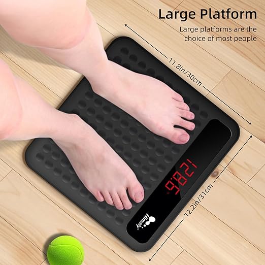 himaly Digital Body Weight Scale Bathroom Scale Step-On Technology High Precision Measurements Scales with Large Non Slip Silicone Platform and LCD Digital Display 400lbs/180kg Capacity