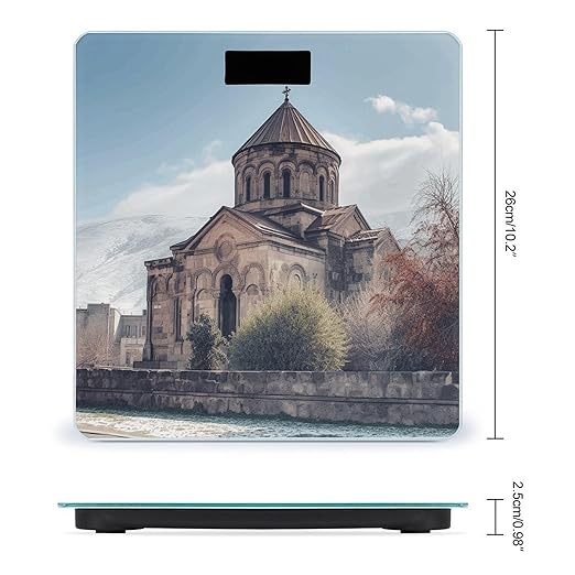 Armenian Church Scale for Body Weight Safe Rounded Corners Tempered Glass Digital Bathroom Scale LED Display 400lb Capacity Weight Scales with High Precision Sensors