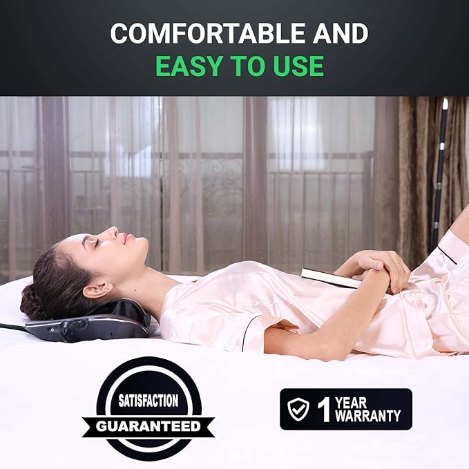 Neck Traction with Heat Therapy by Dynamic Wedge Cervical - Automatic Device Multi-Function Programs Adjustable Temperature - Neck Pain Relief Stretcher