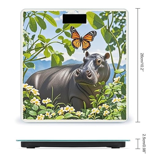 Butterfly and Hippo Scale for Body Weight Accurate Digital Bathroom Scale Toughened Glass High Precision Scales Smart Weight Scales with Large LCD Backlight Display Weighing Machine