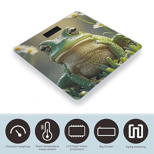 Digital Bathroom Scale for Body Weight Scale with Bright LCD Display High Accuracy Step-On Technology Auto On/Off Cute Frog Digital Scales 400 Lbs /180kg