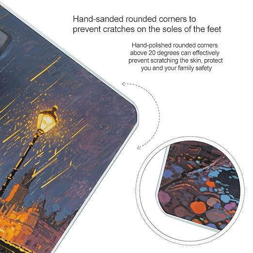 London Big Ben Rainy Evening Scale for Body Weight Sturdy Tempered Glass Weighing Scales with LCD Display Accurate Digital Bathroom Scale Convenient Body Fat Smart Scales Easy Read