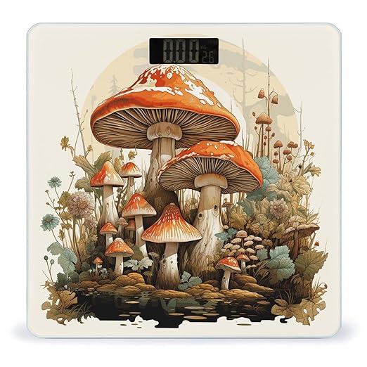 Giant Mushroom Scale for Body Weight Sturdy Tempered Glass Weighing Scales with LCD Display Accurate Digital Bathroom Scale Convenient Body Fat Smart Scales 400lb