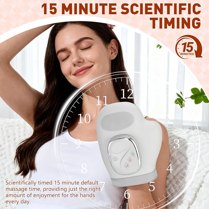 Hand Massager with Heat and Compression for Arthritis and Carpal Tunnel Relief 3 Modes &amp 5 Intensity 42°C Heat Finger Separation Design Rechargeable &amp Portable Handheld Massager at Home Of