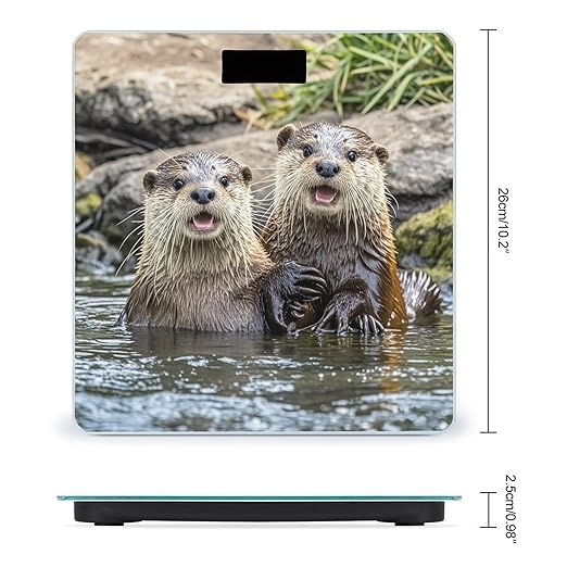 Cute Brown Otters Scale for Body Weight Highly Accurate Digital Bathroom Body Scale Digital Bathroom Scales for People Anti-Slip Large LCD Display Smart Scales