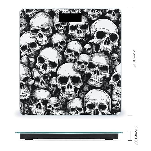 Smart Scale for Body Weight Automatic Switch Digital Bathroom Weighing Scale Cool Black White Goth Skull