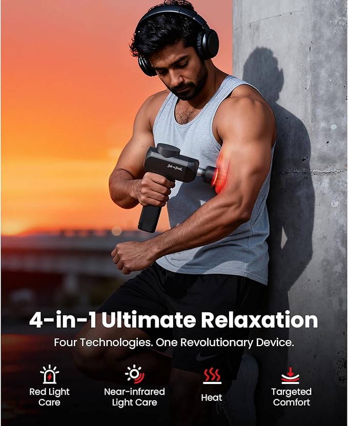 BOB AND BRAD X6 Ultra Massage Gun with Heat and Infrared Light Metal Head Professional Percussion Deep Tissue Muscle Massager Gun for Athletes with 6 Replacements