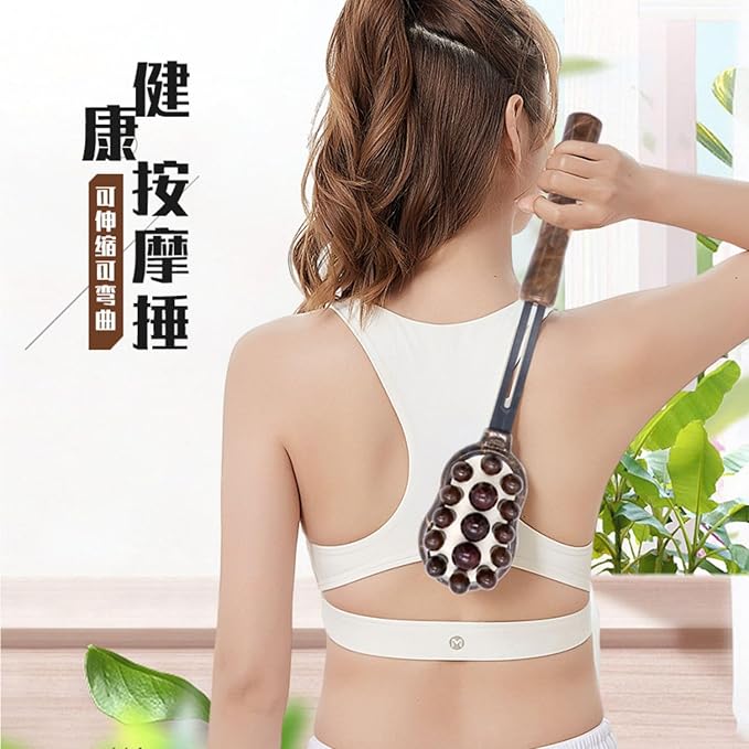 新款实木多功能按摩捶 Manual Body Massage Hammer 伸缩手持按摩棒 Leg Arms Back Calves Roller Massage Roller Stick 敲打穴位经络拍打棒 HomeOffice Body Electric Massagers