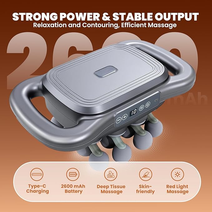16 Head Massage Gun for Athletes Deep Tissue Percussion Massager with 9 Modes &amp Levels - Portable Muscle Pain Relief for Back Neck Shoulders Legs &amp Full Body