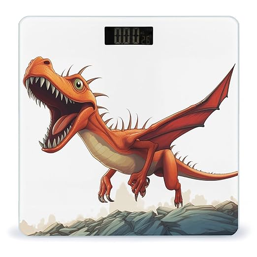 Pterodactyl Dinosaur Scale for Body Weight Sturdy Tempered Glass Weighing Scales with LCD Display Accurate Digital Bathroom Scale Convenient Body Fat Smart Scales 400lb