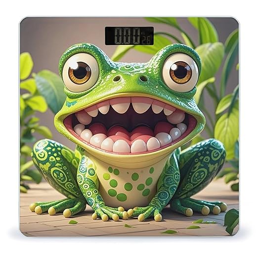 Frog with Mouth Open Cartoon Bathroom Scale for Body Weight Bathroom Weighing Scales with Back Lit LED Display Sturdy Tempered Glass Body Weight Bathroom Scale 400lb Weighing
