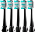 Compatible for AquaSonic Electric Toothbrush Replacement Brush Head Set (5-Pack) Soft Bristles(Black)
