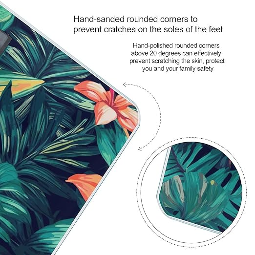 Tropical Floral Leaves Weight Scale Digital Electronic Scales Bathroom Scale Larg LCD Backlight Display High Precision MeasurementsTempered Glass