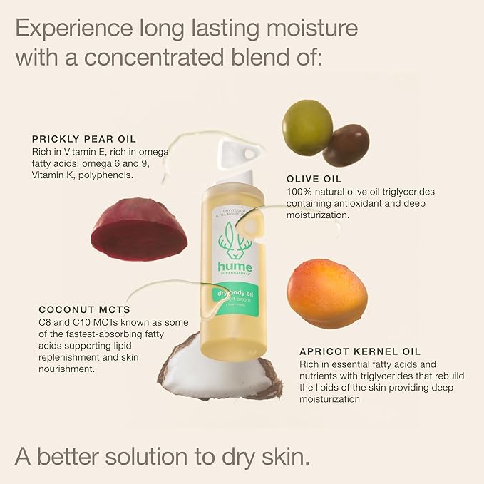 Hume Supernatural Essential Body Care Set - Deodorant Body Wash Dry Body Oil - Aluminum Free Niacinamide Hyaluronic Acid Desert Bloom &amp Santal Sun Scents