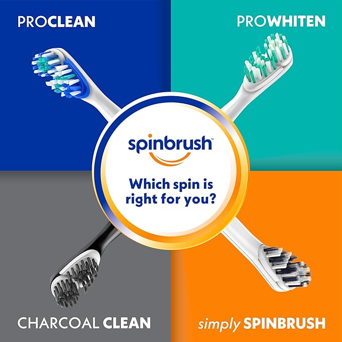 Spinbrush Pro+ Deep Clean Battery Toothbrush for Adults Soft Bristles Batteries Included