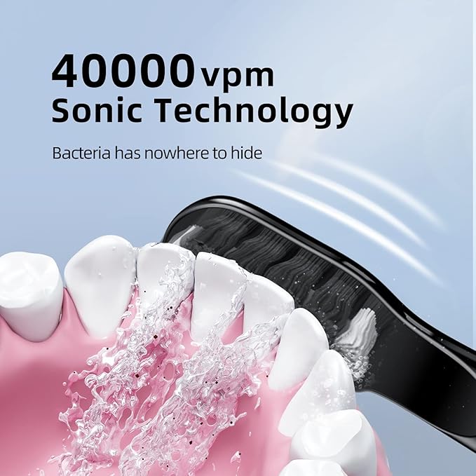 KFU Sonic Electric Toothbrush White 4 Cleaning Modes 3 Replacement Brush Heads Included