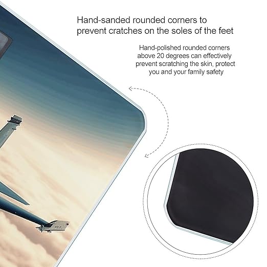 Aircraft Fighter Jets Scale for Body Weight Safe Rounded Corners Tempered Glass Digital Bathroom Scale LED Display 400lb Capacity Weight Scales with High Precision Sensors